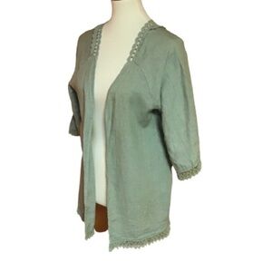 Green Italian lace & linen boho cover up
